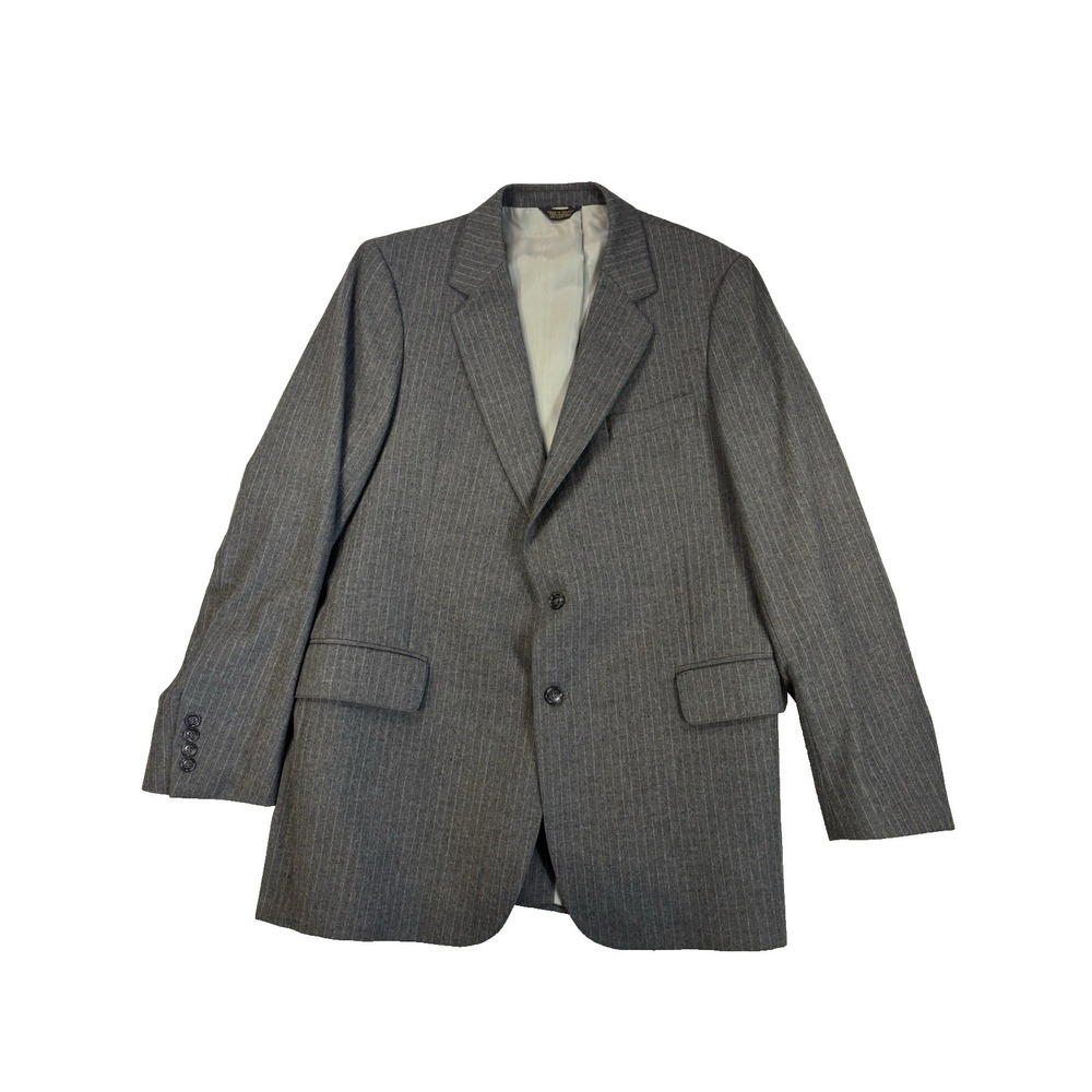 Vintage College Hall Men's L-42 36X32 Pure New Wool Gray Pinstripe 3 Piece Suit